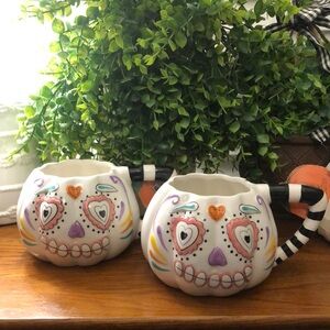 Blue Sky Ceramic 18oz Sugar Skull Pumpkin Coffee Mug